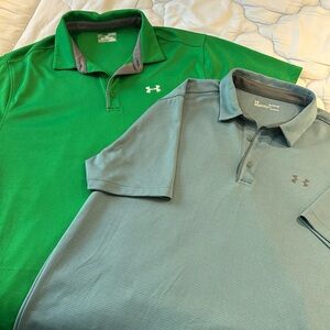 Men’s XL Pinstriped Under Armour Polo Bundle